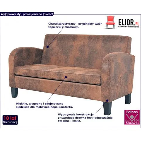 Szczegółowe zdjęcie nr 10 produktu Dwuosobowa sofa Atlas 2X - brązowa