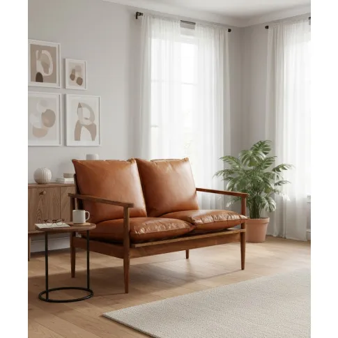 Fotografia Elegancka skórzana sofa Canes - brązowa z kategorii Kanapy i sofy