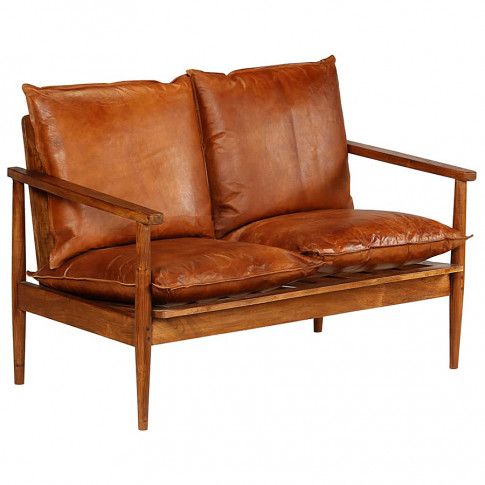Zdjęcie produktu Elegancka skórzana sofa Stera - brązowa.