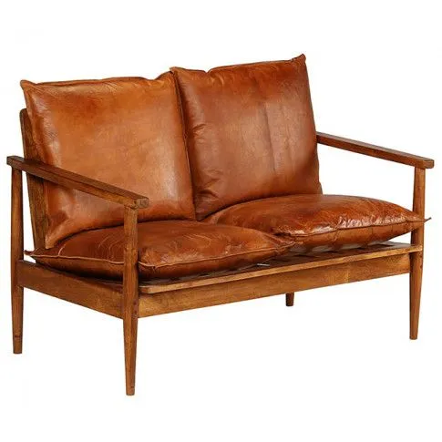 Szczegółowe zdjęcie nr 4 produktu Elegancka skórzana sofa Canes - brązowa