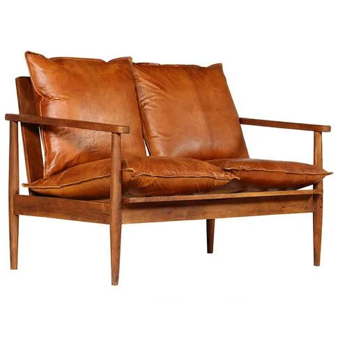 Szczegółowe zdjęcie nr 5 produktu Elegancka skórzana sofa Canes - brązowa