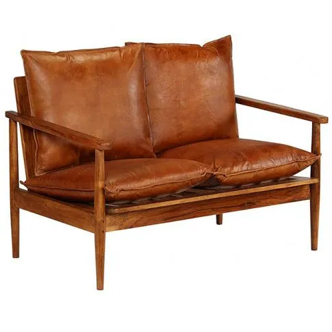 Szczegółowe zdjęcie nr 7 produktu Elegancka skórzana sofa Canes - brązowa
