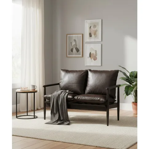 Fotografia Elegancka skórzana sofa Canes - czarna z kategorii Kanapy i sofy