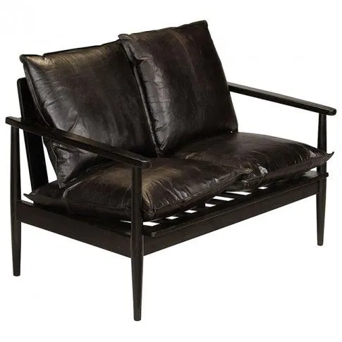 Szczegółowe zdjęcie nr 6 produktu Elegancka skórzana sofa Canes - czarna