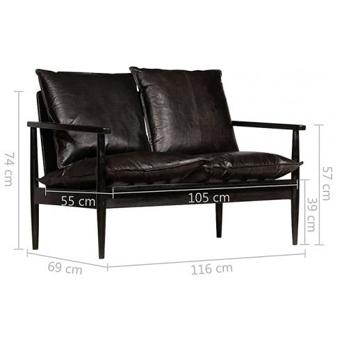 Szczegółowe zdjęcie nr 7 produktu Elegancka skórzana sofa Stera - czarna