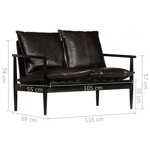 Szczegółowe zdjęcie nr 7 produktu Elegancka skórzana sofa Canes - czarna