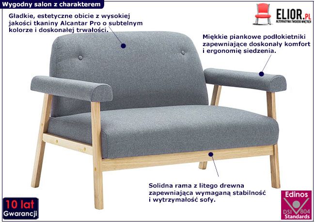 Jasnoszara sofa Eureka 2G