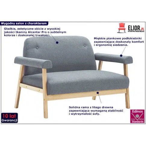 Zdjęcie tapicerowana sofa 2-osobowa Uxis 2G - jasny szary  | Edinos.pl