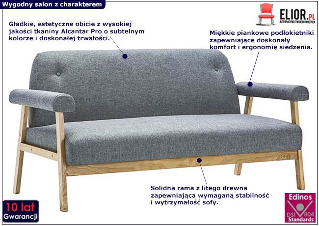 Jasnoszara sofa Eureka 3G