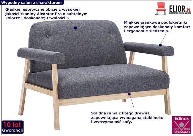 Ciemnoszara sofa Eureka 2D