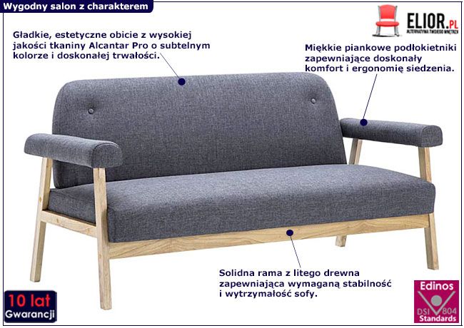 Ciemnoszara sofa Eureka 3D