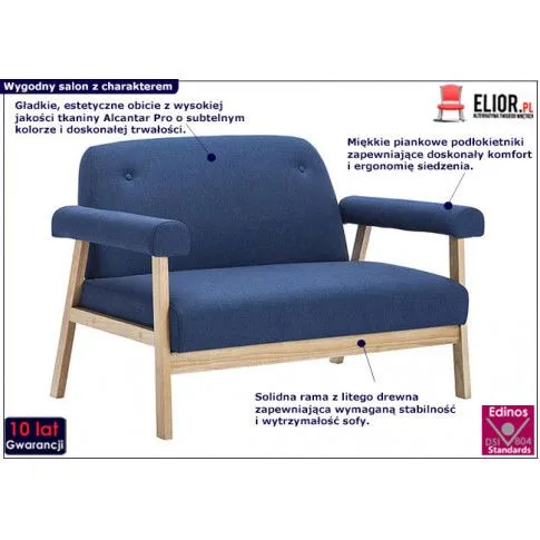 Zdjęcie 2-osobowa sofa tapicerowana Eureka 2B - granatowa | Edinos.pl