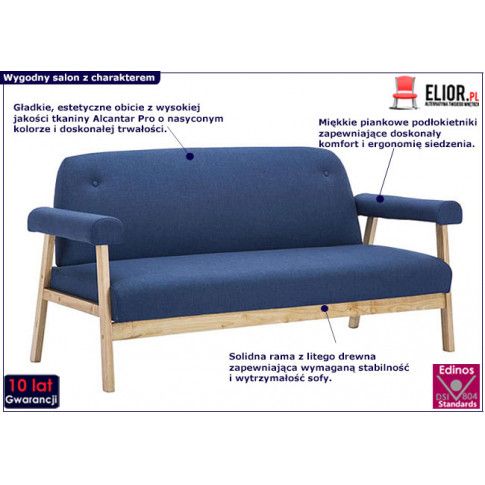 Zdjęcie tapicerowana sofa 3-osobowa Eureka 3B - granatowa - sklep Edinos.pl