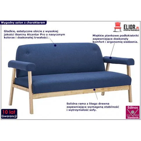 Zdjęcie tapicerowana sofa 3-osobowa Olvina 3B - granatowa | Edinos.pl