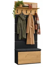 Garderoba do przedpokoju z szafką na buty i półką dąb artisan + czarny - Veki 3X w sklepie Edinos.pl