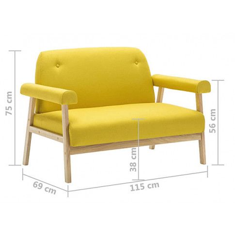 Szczegółowe zdjęcie nr 6 produktu Sofa 2-osobowa materiałowa Eureka 2Y - żółta
