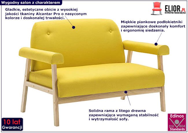 Żółta sofa Eureka 2Y