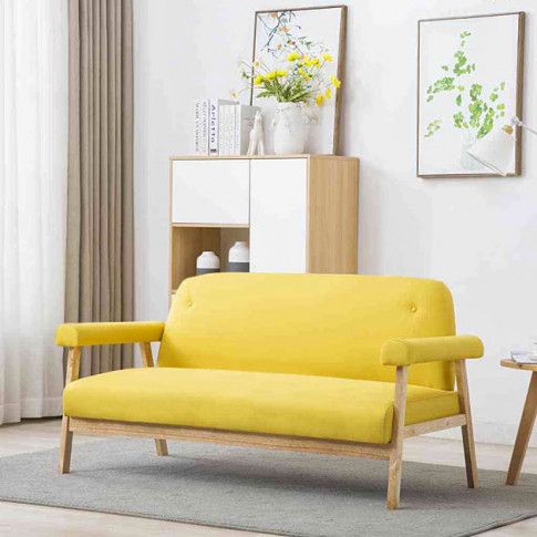 Fotografia Tapicerowana sofa 3-osobowa Eureka 3Y - żółta z kategorii Tanie kanapy i sofy