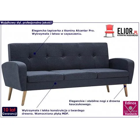 Ciemnoszara sofa pikowana Anita 3Q