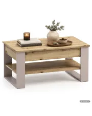 Stolik kawowy z podnoszonym blatem DENVER 92 cm prostokątny z półką Dąb Artisan kaszmirowe nogi w sklepie Edinos.pl