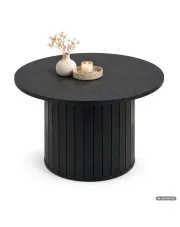 Stolik kawowy NUBO Czarny 60 cm okrągły ryflowany ze schowkiem 60x60x45 cm w sklepie Edinos.pl