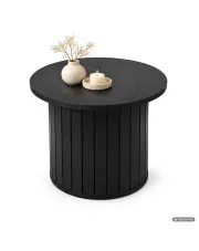 Stolik kawowy NUBO Czarny 48 cm okrągły ryflowany 48x48x42 cm w sklepie Edinos.pl