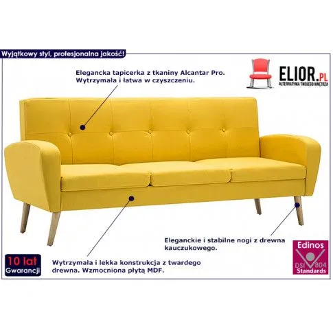 Żółta sofa pikowana Anita 3Q