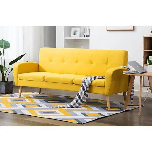 Żółta sofa pikowana Anita 3Q