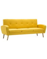 Trzyosobowa sofa pikowana żółta - Anita 3Q w sklepie Edinos.pl