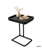 Stolik pomocniczy loftowy HYGGO Czarny 40 cm prostokątny czarne nogi 40x30x60 cm w sklepie Edinos.pl