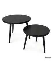 Zestaw 2 stolików kawowych TWINO Czarny 52 cm okrągłe czarne nogi 52x52x45 cm i 38x38x38 cm w sklepie Edinos.pl