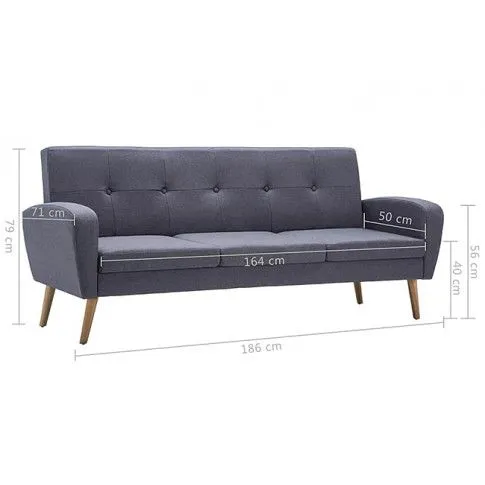 Jasnoszara sofa pikowana Anita 3Q