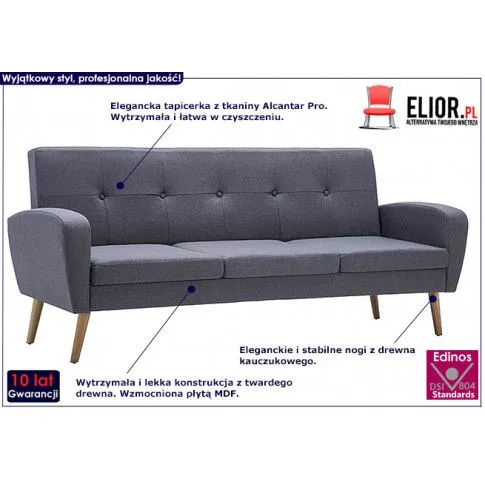 Jasnoszara sofa pikowana Anita 3Q