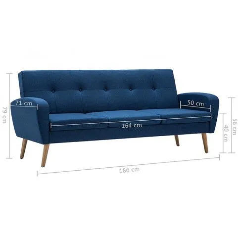 Niebieska sofa pikowana Anita 3Q 