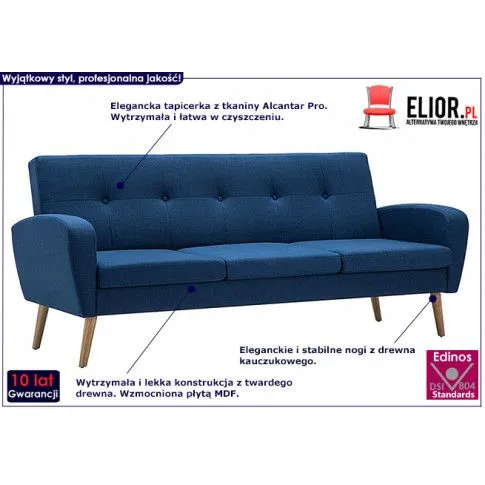 Niebieska sofa pikowana Anita 3Q 