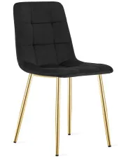 Czarne pikowane krzesło glamour na złotych nogach - Besti 7X w sklepie Edinos.pl