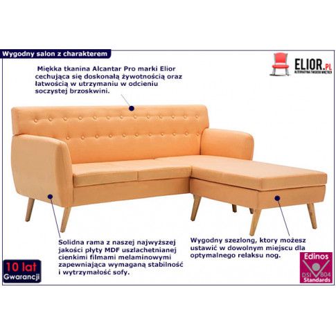 Zdjęcie nowoczesna pikowana sofa Larisa 2P - brzoskwiniowa - sklep Edinos.pl