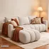 Wnętrze z welurową kremowa sofa narozna daliver 3x