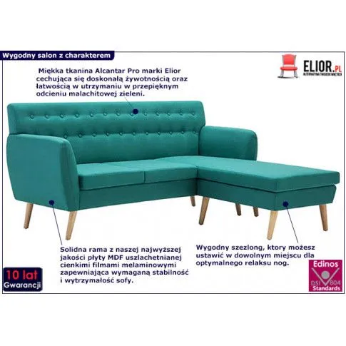 Zdjęcie tapicerowana pikowana sofa Nelora 2G - zielona | Edinos.pl