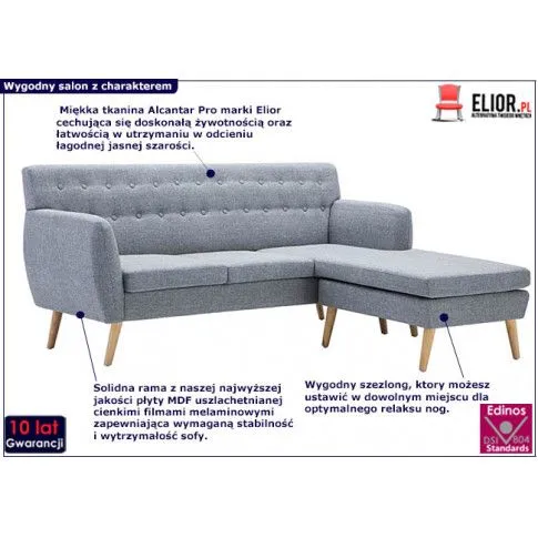 Zdjęcie tapicerowana pikowana sofa Kova 2L - podnóżek sklep Edinos.pl