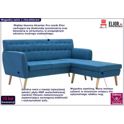 Zdjęcie tapicerowana pikowana sofa Larisa 2B - niebieska - sklep Edinos.pl