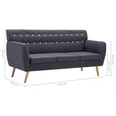 3-osobowa sofa pikowana Lilia, ciemnoszara