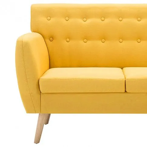 Żółta 3-osobowa sofa pikowana Lilia