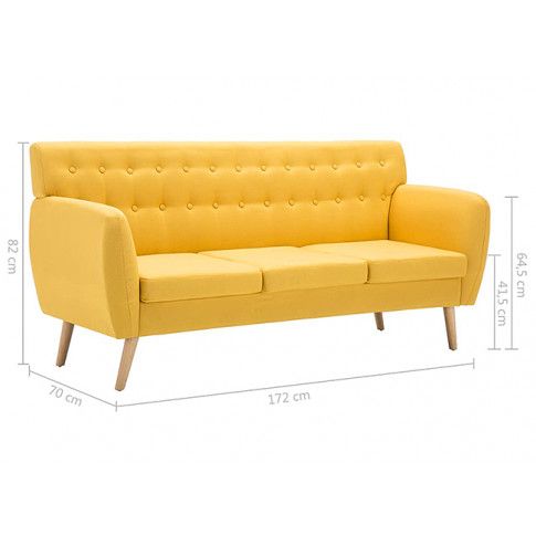Żółta 3-osobowa sofa pikowana Lilia
