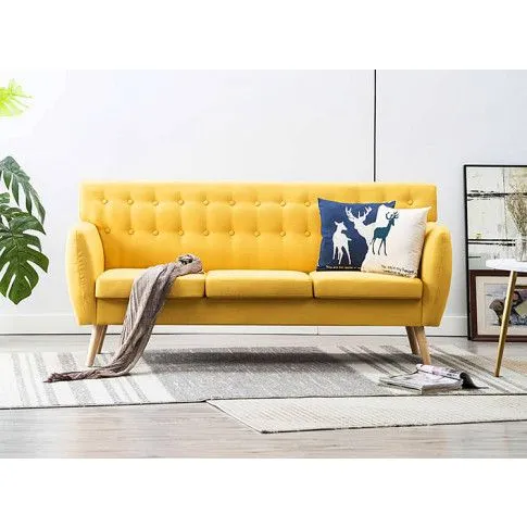 Żółta 3-osobowa sofa pikowana Lilia