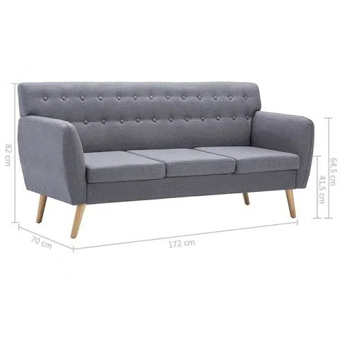 Jasnoszara 3-osobowa sofa pikowana Lilia