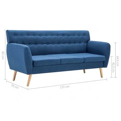 Niebieska 3-osobowa sofa pikowana Lilia