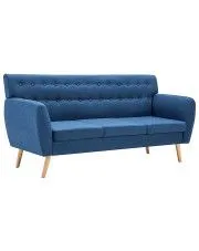 3-osobowa niebieska sofa pikowana - Lilia w sklepie Edinos.pl