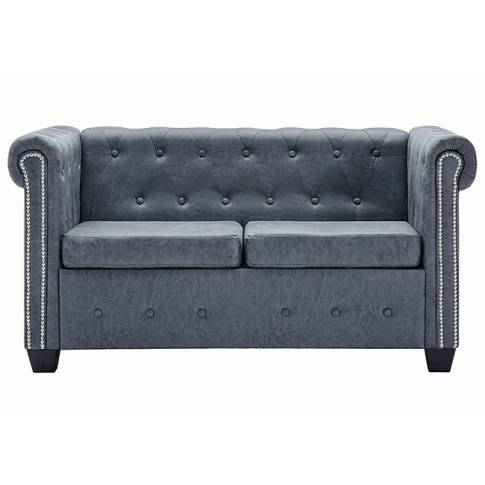 Szczegółowe zdjęcie nr 5 produktu Dwuosobowa sofa Charlotte 2Q w stylu Chesterfield - szara