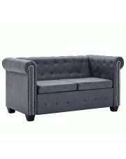 Dwuosobowa sofa Charlotte 2Q w stylu Chesterfield - szara w sklepie Edinos.pl